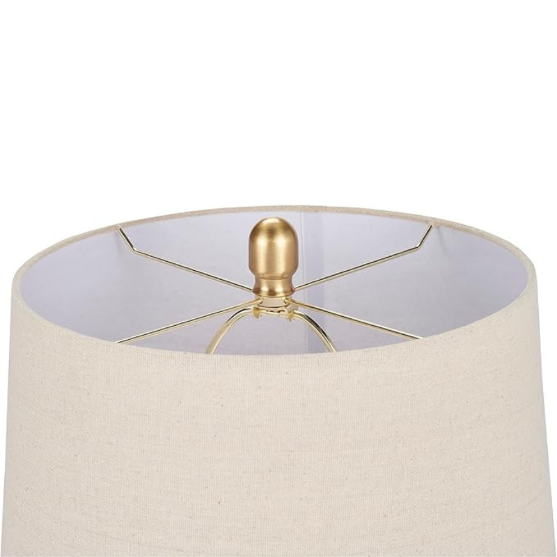 Rustic Ceramic Table Lamp with Beige Linen Shade