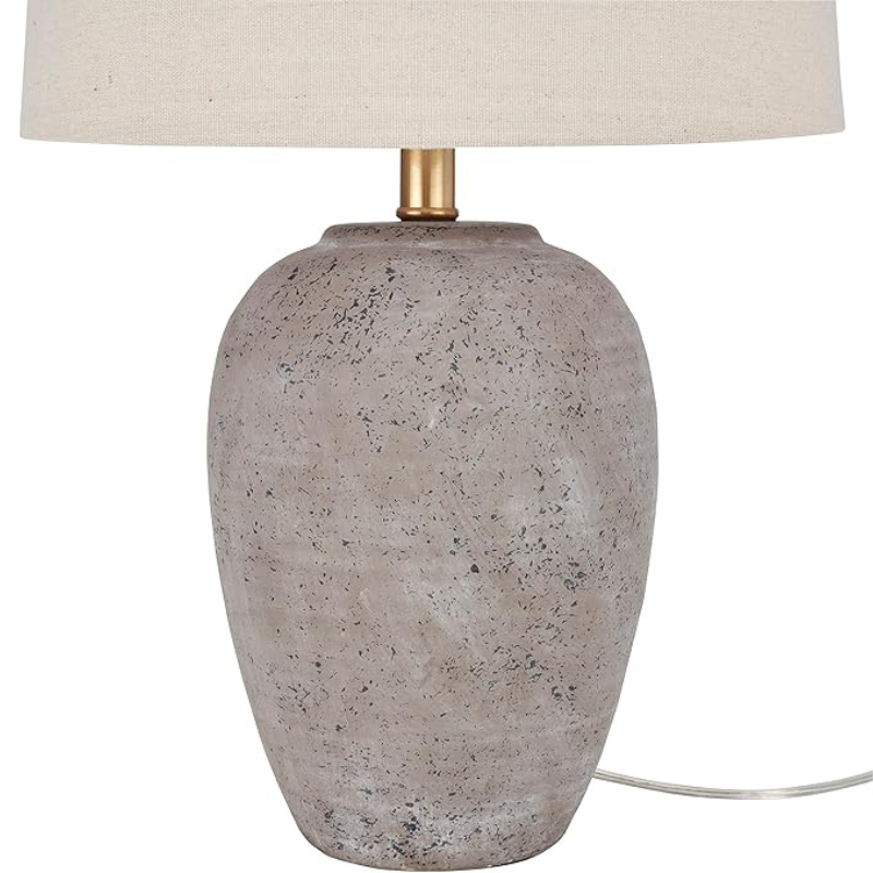 Rustic Ceramic Table Lamp with Beige Linen Shade