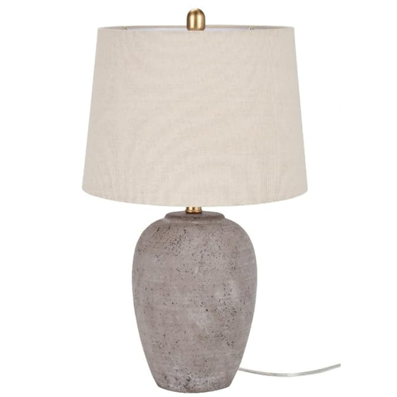 Rustic Ceramic Table Lamp with Beige Linen Shade