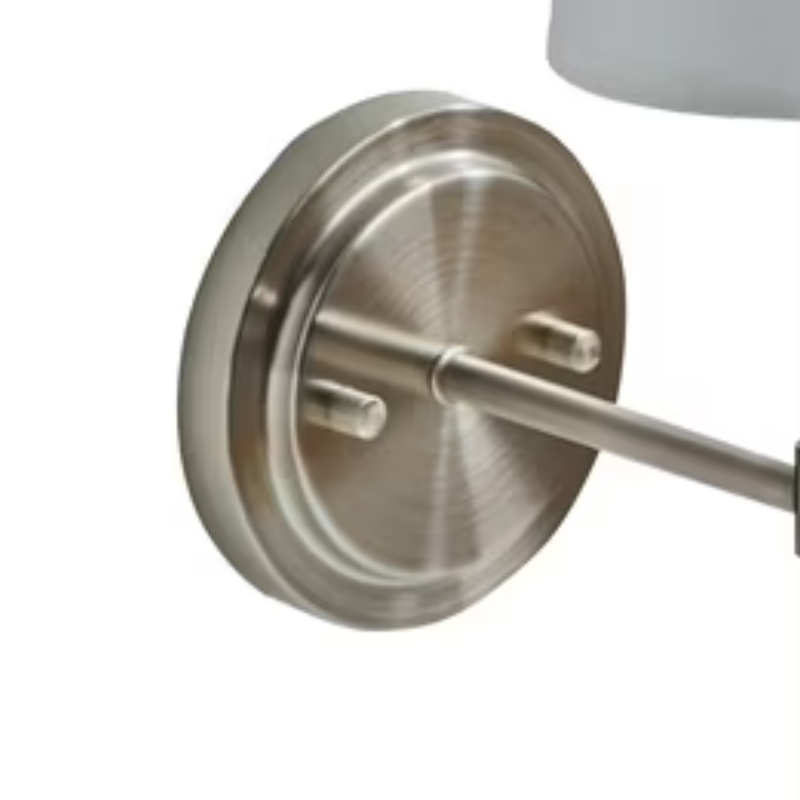 Modern 14 Inch Grey Satin Nickel Wall Lamp with White Fabric Shade