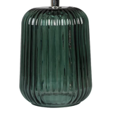 Elegant 12.75 Inch Mini Green Glass Stripe Table Lamp with White Shade