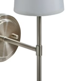 Modern 14 Inch Grey Satin Nickel Wall Lamp with White Fabric Shade