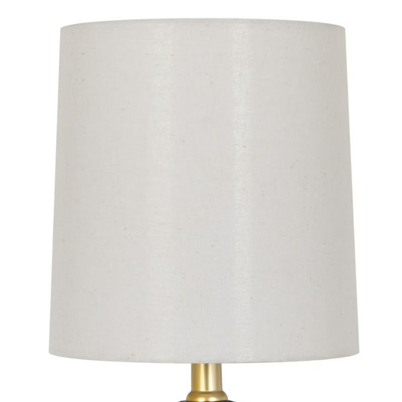 Elegant 12.5 Inch Mini Black Wood Ball Table Lamp with White Fabric Shade