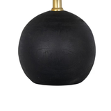 Elegant 12.5 Inch Mini Black Wood Ball Table Lamp with White Fabric Shade