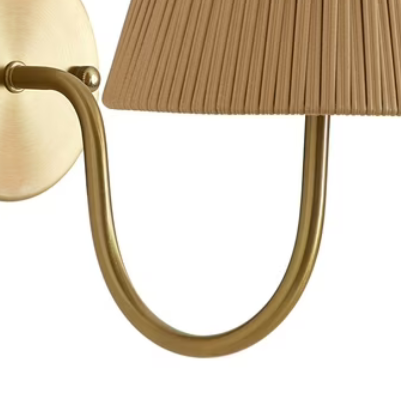 Stylish 11.4 Inch Natural Brown & Beige Rattan LED Rechargeable Cordless Wall Lamp