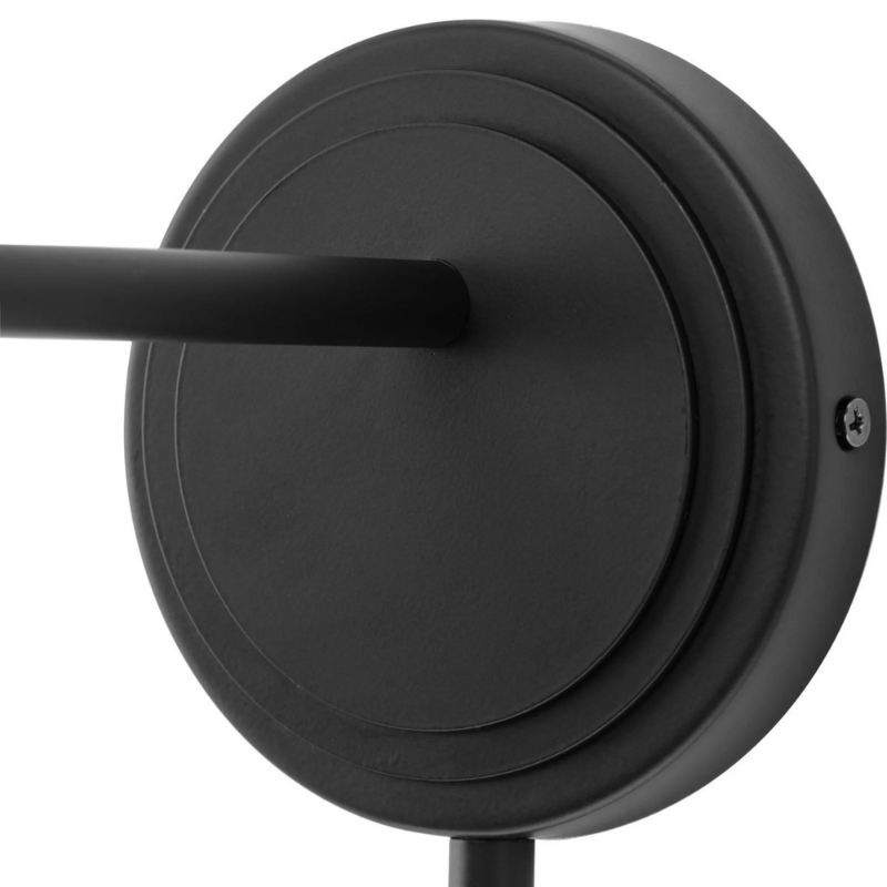 Dimmable 10.75 Inch Black Plug In Wall Lamp with Adjustable Metal Shade