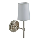 Modern 14 Inch Grey Satin Nickel Wall Lamp with White Fabric Shade